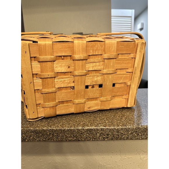 Vintage 1970s Splint Wood Picnic Basket - Picture 9 of 9
